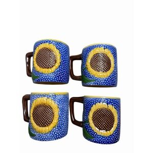 Lot‎ of 4 Vintage Sunflower Mug MMA Museum Modern Art Majolica 1991